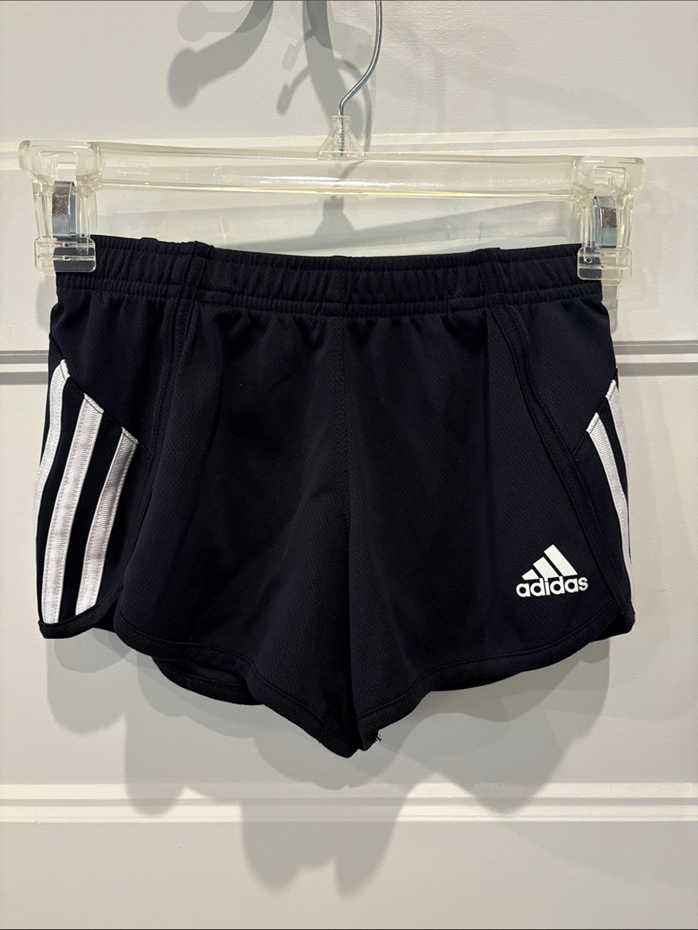 adidas Black Athletic Shorts with White Side Stripes